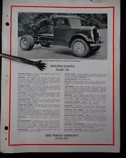 1930s Truck Sales Sheet for Model 712 The White Company, Cleveland, OH