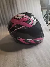 Pretty HJC CL 16 Motorcycle Helmet Size XS Hot Pink Black Grey White