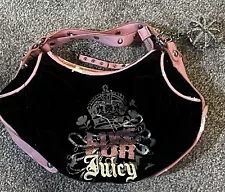 Juicy Couture Live For Juicy Vintage Black/Pink Y2K Purse Satchel Handbag Crown