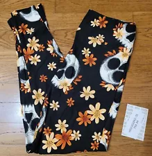 NEW LuLaRoe Fright Club Collection Halloween OS Leggings Skulls Print on Black