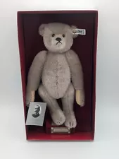 Fabulous Vintage 1980's Steiff Gray Mohair Richard Teddy Bear in Box Growler