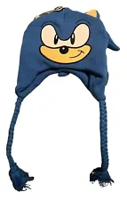 Sonic The Hedgehog Hat Cap Unisex One Size Knit Tasseled Blue Winter Snow NEW