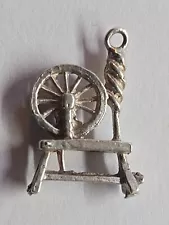 Sterling Silver ~ KNITTING Charm ~ Spinning Wheel ~ CHARKHA ~ VINTAGE!