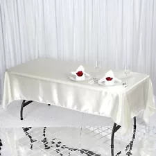 Ivory 60x102" RECTANGLE Satin TABLECLOTH Wedding Party Home Banquet Linens SALE