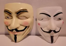 2 Costume Halloween Masks V for Vendetta Yellow & White-A20