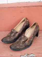 Distressed Louis Vuitton heels (for decor) pre 80s style vintage designer