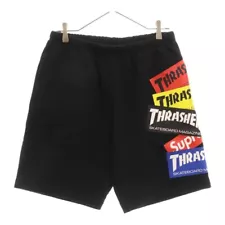 SUPREME 21AW Thrasher Multi Logo Sweat Short Slasher Shorts Black Pants Used