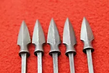 JAPANESE Damascus Steel Set Of 5 Medieval Broad Arrowheads Arrow Point Arrow Tip