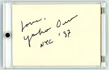 Yoko ono signed + Love NYC 87 cut card JSA COA Beatles John Lennon UV case