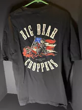 Vintage Big Bear Choppers Motorcycle Mens XL Black T-Shirt Tee Biker Y2K