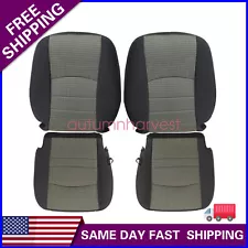 For 2009-2012 Dodge Ram 1500 2500 3500 Driver Passenger Cloth Seat Cover Gray