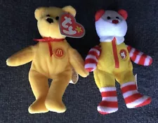 2 Vintage Rare Retired Hard To Find McDonalds TY Beanie Babies Collectible Toys