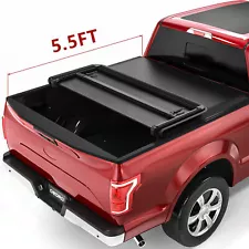 OEDRO 5.5FT Tonneau Cover Soft Tri-Fold For 2015-2024 Ford F150 F-150 Truck Bed