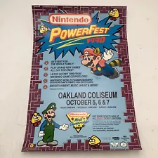 Nintendo Super Rare PowerFest World Championships 1990 Poster NWC NES Vtg Mario