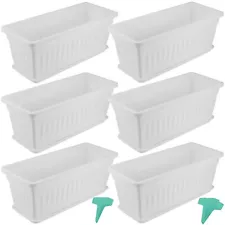 6 Packs 17 Inch Window Flower Planter Boxes, Plastic Vegetable Plant Boxes with