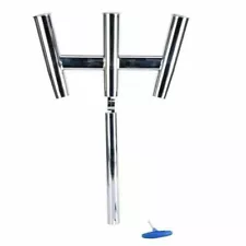 Stainless Steel Kite Fishing Gunnel Mount Trident Triple Outrigger Rod Holder US