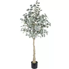 Artificial Eucalyptus Tree 5ft（59"） Tall Fake Silver Dollar Leaves Eucalyptus...