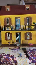 Custom Build 3 level/5 room wooden dollhouse. Restored & Fully Loaded