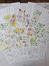 SALE 50 Vintage Flower Print, Ephemera Bundle, book plates, Job Lot 1