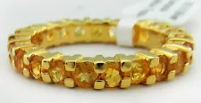 GENUINE 3.37 Cts YELLOW TOPAZ ETERNITY RING .925 Silver (yellow) - New With Tag