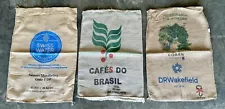 Assorted Burlap Jute Coffee Bean Bags Sacks-Lot Of (3) *See Pics/Description