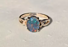 925 Fire Opal Ring in Genuine Sterling Silver Gemstone Jewelry Ring Size 7