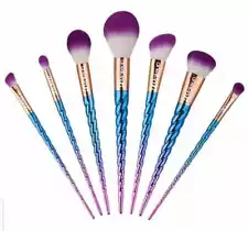 Unicorn Makeup Brushes With Colorful Bristles Unicorn Horn Shaped Handles /7Pcs