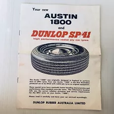 Vintage Austin 1800 And Dunlop Radial Ply Tyres SP/41 Sales Brochure 1965