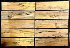 TEN THIN, KILN DRIED, SANDED SPALTED CURLY MAPLE 12" X 3" X 1/4" LUMBER WOOD