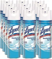 12 PACK -Lysol Disinfectant Spray - Crisp Linen Scent, 19 oz / Each, New