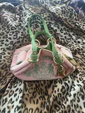 Y2K JUICY COUTURE JUICY IS FOR LIFE RING BLING VELOUR BAG RARE PINK & GREEN