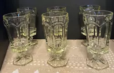 VTG Set of 6 Fostoria Virginia Yellow Iced Tea 7” Elegant Glass Goblets MCM Glow