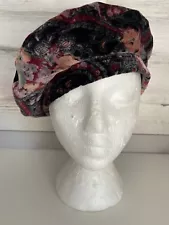 Womens Velvet Hat One Size Multicolor Paisley Pattern Beret Stylish Cap 7 1/4