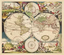 1703 Map of the World - Vintage Style Illustrated Wall Map - 20x24