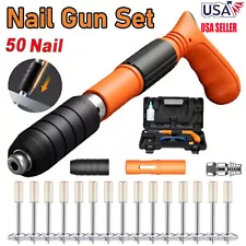 Powerful Concrete Nail Gun Air Nailer Nail Wall Fastening Tool W/50 xRound Nails