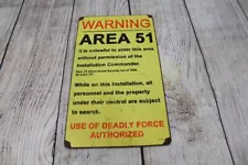 Area 51 Warning It Is Unlawful To Enter This Area Metal Tin Sign Plaque 14" x 8"