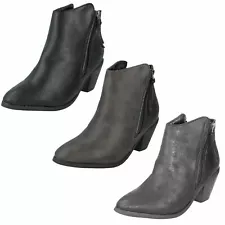 Ladies f50450 Stack Heel zip winter ankle boots by spot on price SALE £9.99