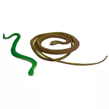 Rubber Snakes Green Coiled Yellow Rattlesnake Toys Prank Halloween