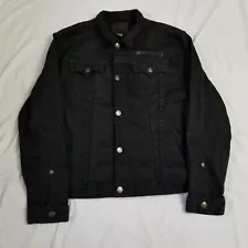 True Religion Denim Jacket Black Jean Danny Slim Biker Trucker Mens 3XL XXXL