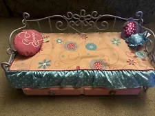 Our Generation Floral Metal Day Bed with Trundle and Bedding for 18" Dolls