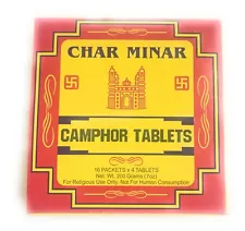 Char Minar Camphor Tablets 200 gm For Religious Use Only 16 Packets of 4 Tablets