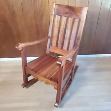 KoaFurniture Handmade Solid Curly Koa Wood Slat Back Lili'uokalani Rocking Chair