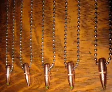 5 Real 223 / 556 Bullets Pendant Necklaces On 23" Chain