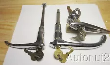 Antique auto locking trunk handles 3 total all with keys 1940.s