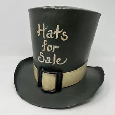 Vintage Metal Top Hat Haberdasher Store Trade Display Sign "Hats for Sale"