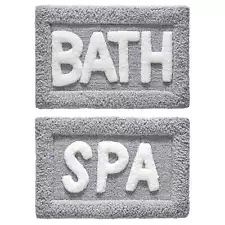 Better Homes & Gardens Typography Gray Microfiber Bath Rugs 1.5' X 2.5' 2 Pieces