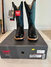 NIB Ariat Relentless Cowboy Boots Black Full Quill Ostrich 13" Cutter Toe 9D