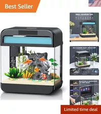 Fish Tank Aquarium 2.2 Gallon with Adjustable 3 Color Lighting Self Cleaning ...