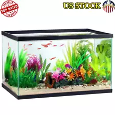 10 Gallon Glass Fish Tank Aquariums Double Transparent Glass Rectangle Black