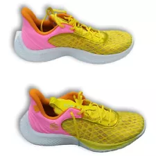 NIB Under Armour Curry Flow 9 Yellow Pink Sneaker Unisex Adults Shoes M14 W15.5